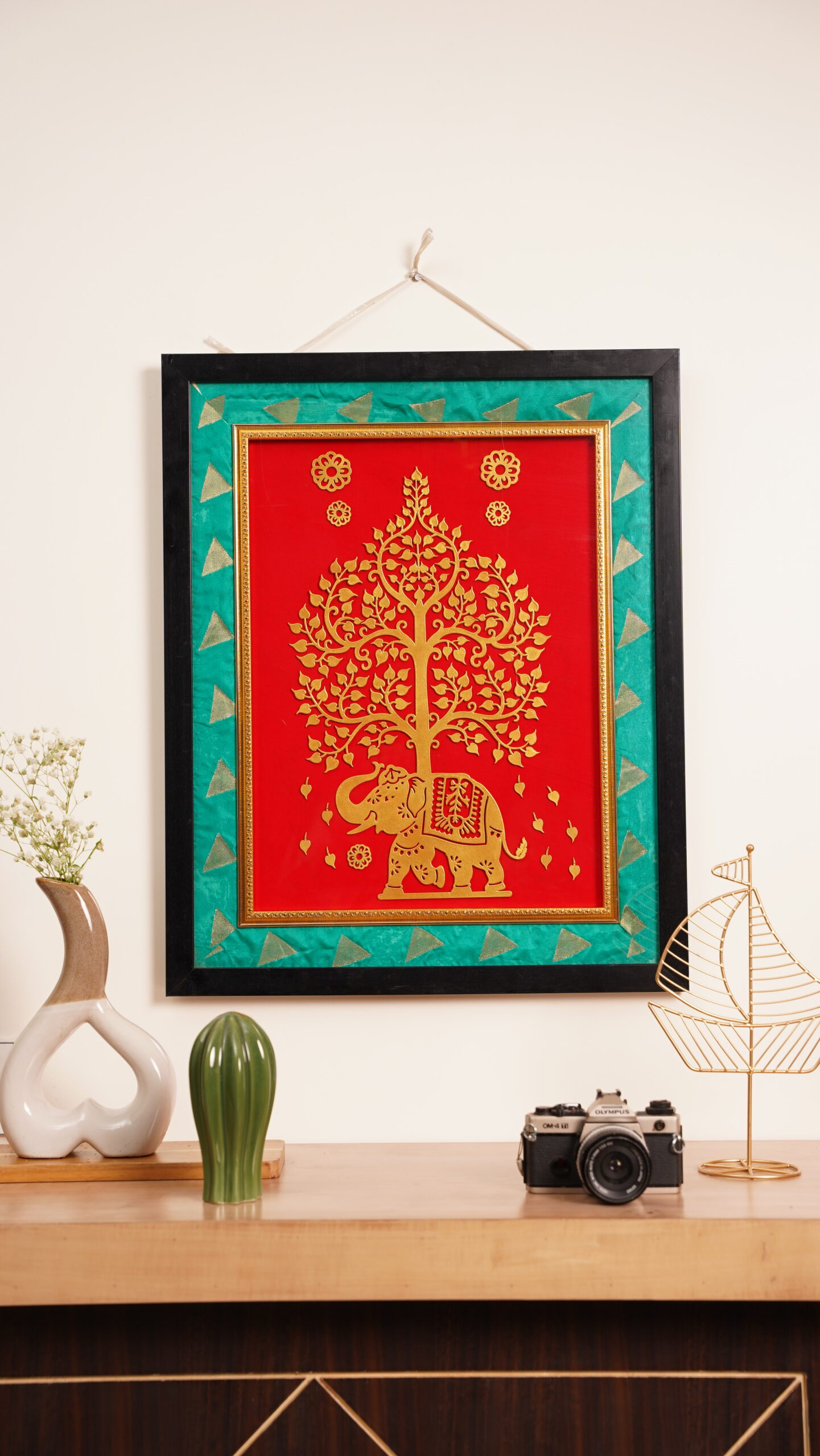 elegant royal metal elephant frame exquisite decor red